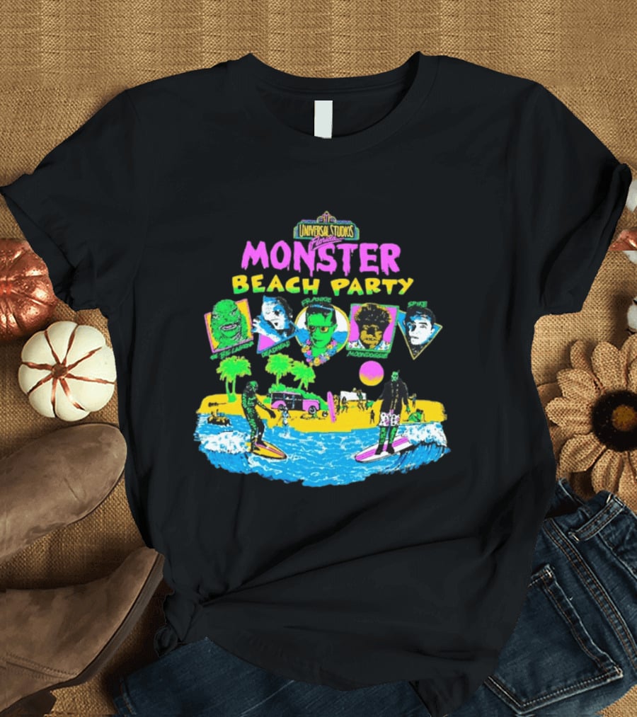 Universal Studios Florida Monster Beach Party The Big Lagoona Deadhead Frankie Retro Style Fun T-Shirt