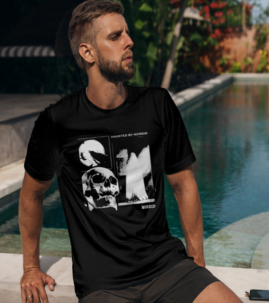 Haunted By Morbid Skull And Ghost Imagery Morbid Podcast T-Shirt