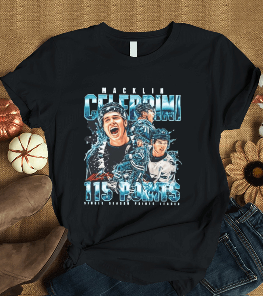 Macklin Celebrini 115 Points San Jose Sharks #71 Collage T-Shirt
