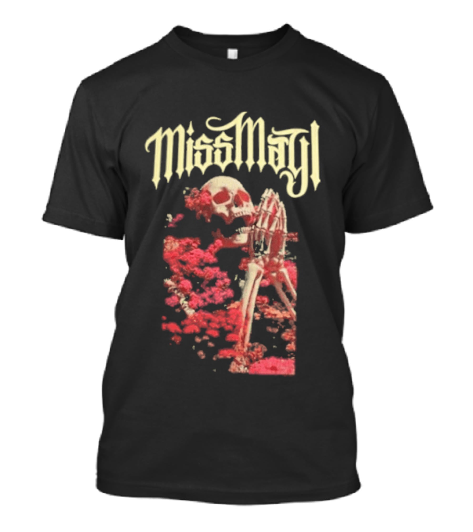 Miss May I Pray For Silence Skeleton Red Flowers T-Shirt