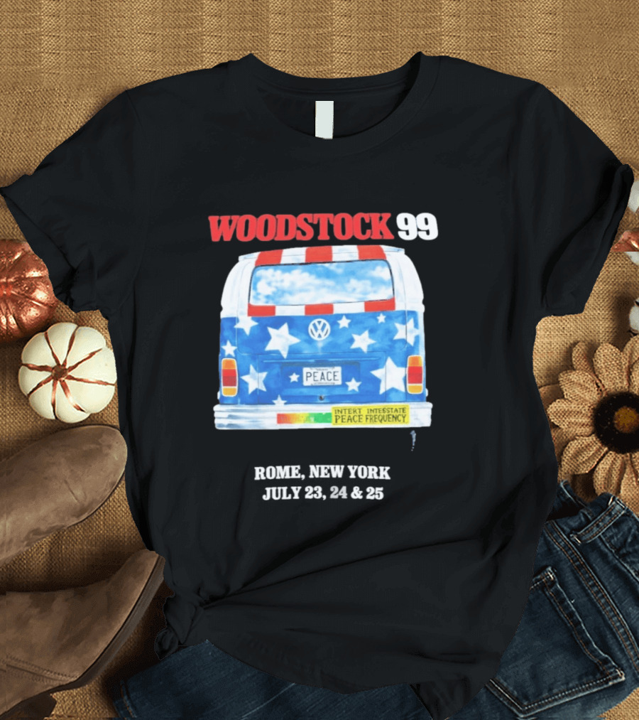 Woodstock 99 Something Very Bad Is Going To Happen Peace Frequency VW Van T-Shirt