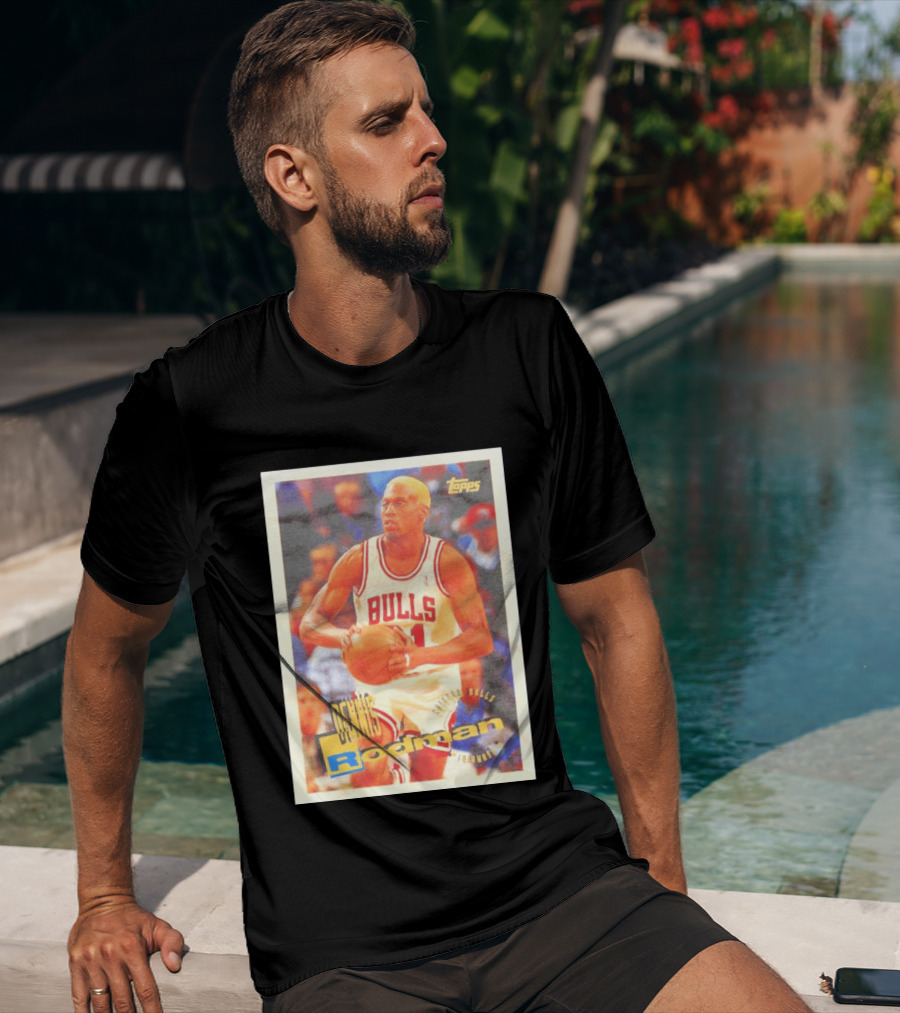 Dennis Rodman Chicago Bulls Topps Card NBA Forward T-Shirt