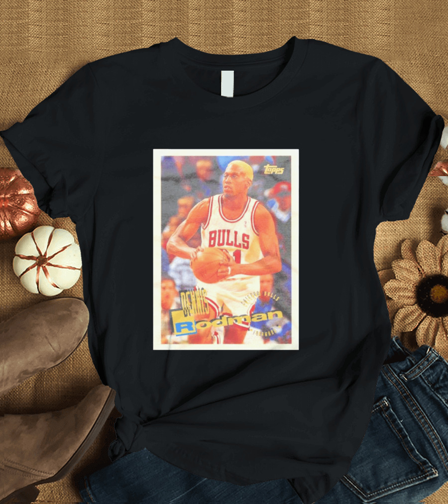 Dennis Rodman Chicago Bulls Topps Card NBA Forward T-Shirt