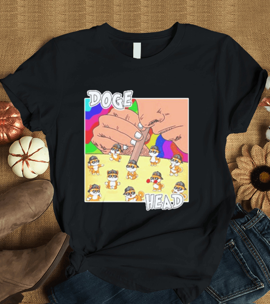 Doge Head Meme Cartoon With Dogs And Sunglasses T-Shirt