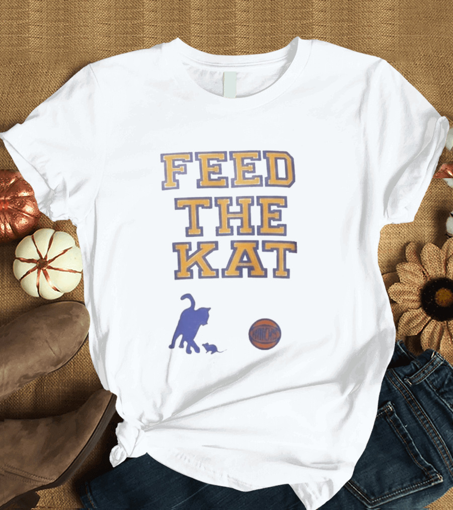 Feed The Kat Knicks Logo Basketball Cat T-Shirt