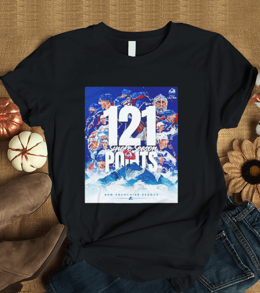 Colorado Avalanche 121 Single Season Points New Franchise Record T-Shirt