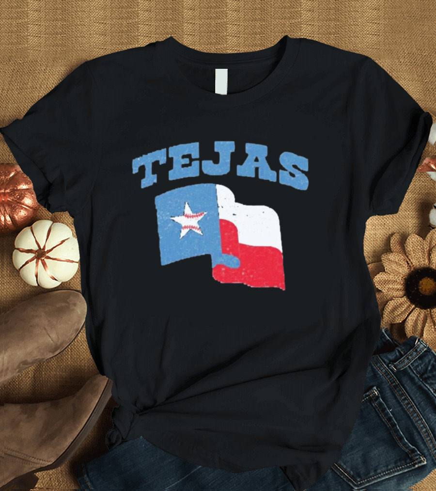 TEJAS Texas Flag With Baseball Star T-Shirt