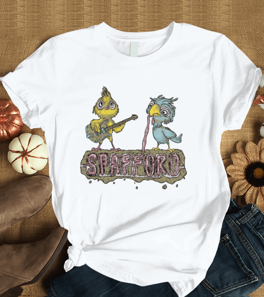 Spafford Birds Playing Guitar And Worm Microphone T-Shirt
