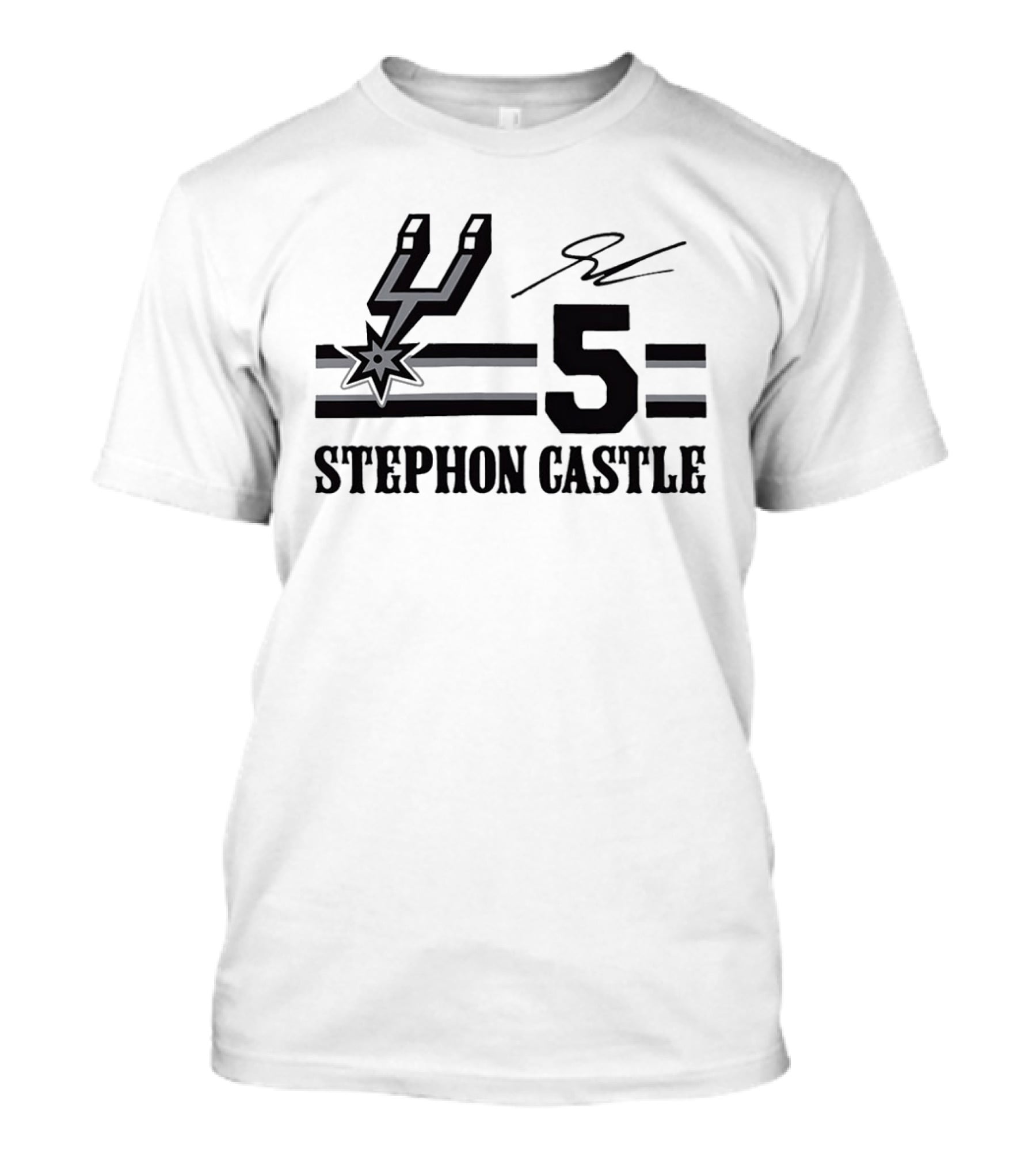 Stephon Castle San Antonio Spurs Number 5 NBA Team Signature T-Shirt