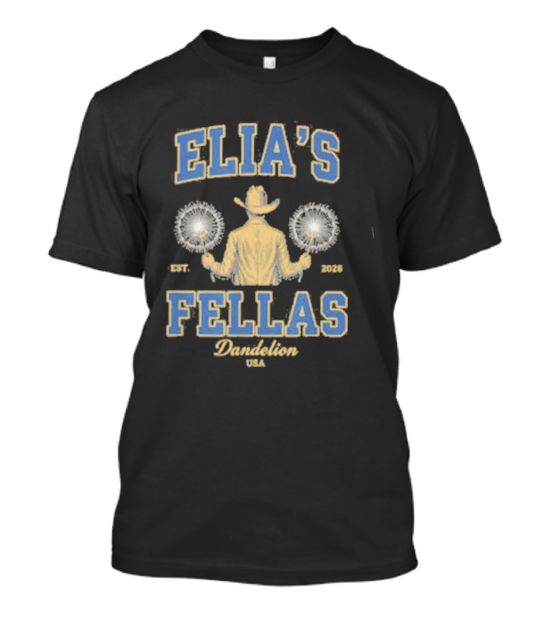 Elia's Fellas Dandelion USA Western Fella Est 2026 Cowboy With Dandelions T-Shirt