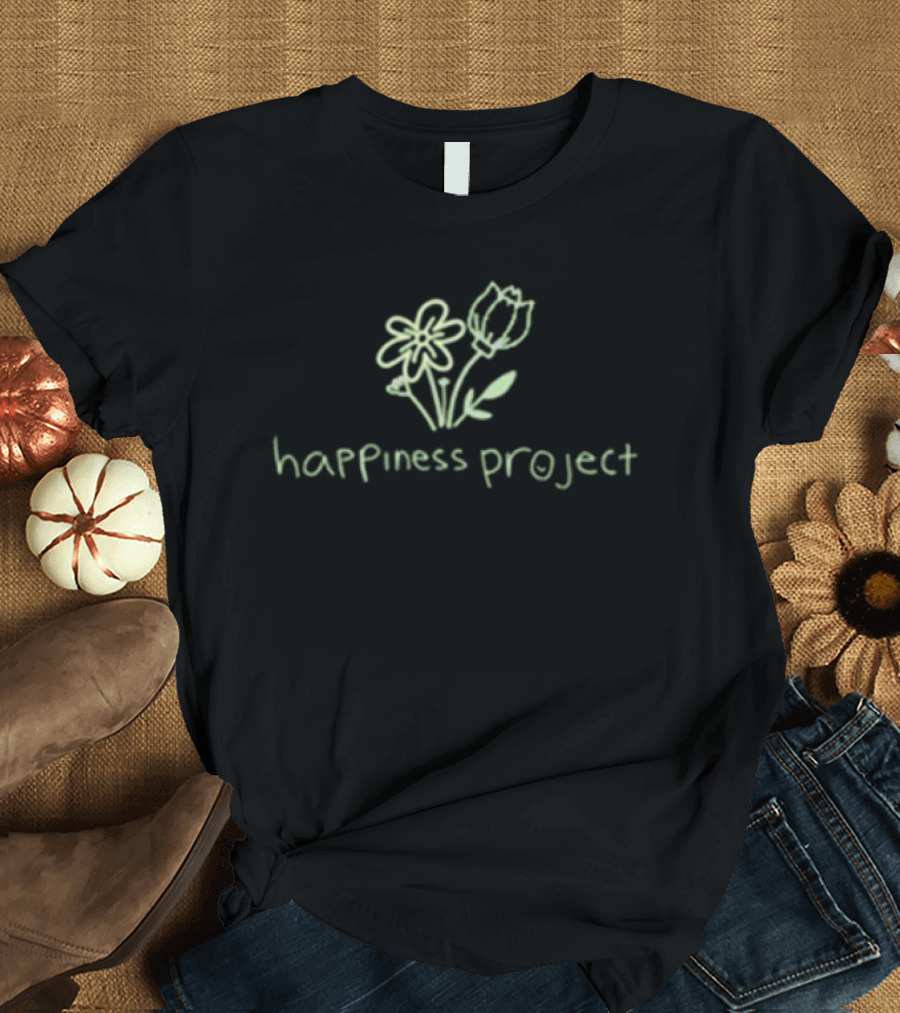 Happiness Project Floral Sketch Blossoming Growth Takes Time T-Shirt