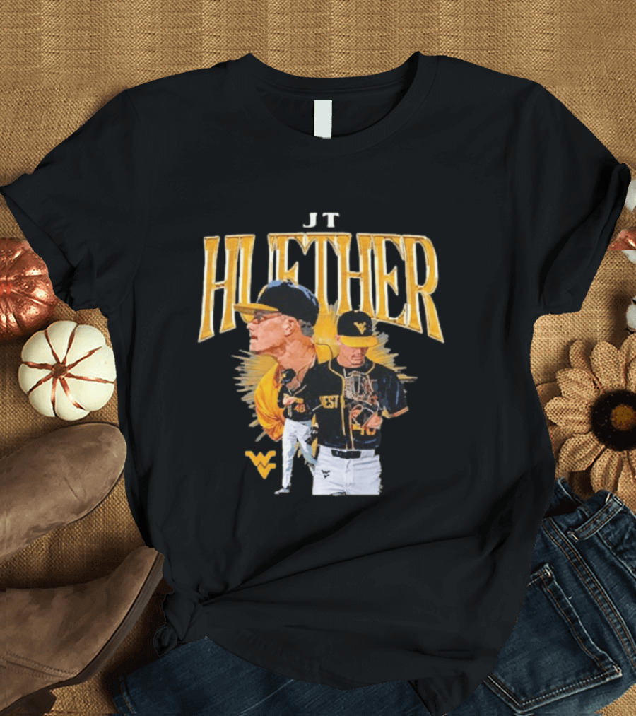 JT Huether West Virginia Mountaineers Baseball Player WV T-Shirt