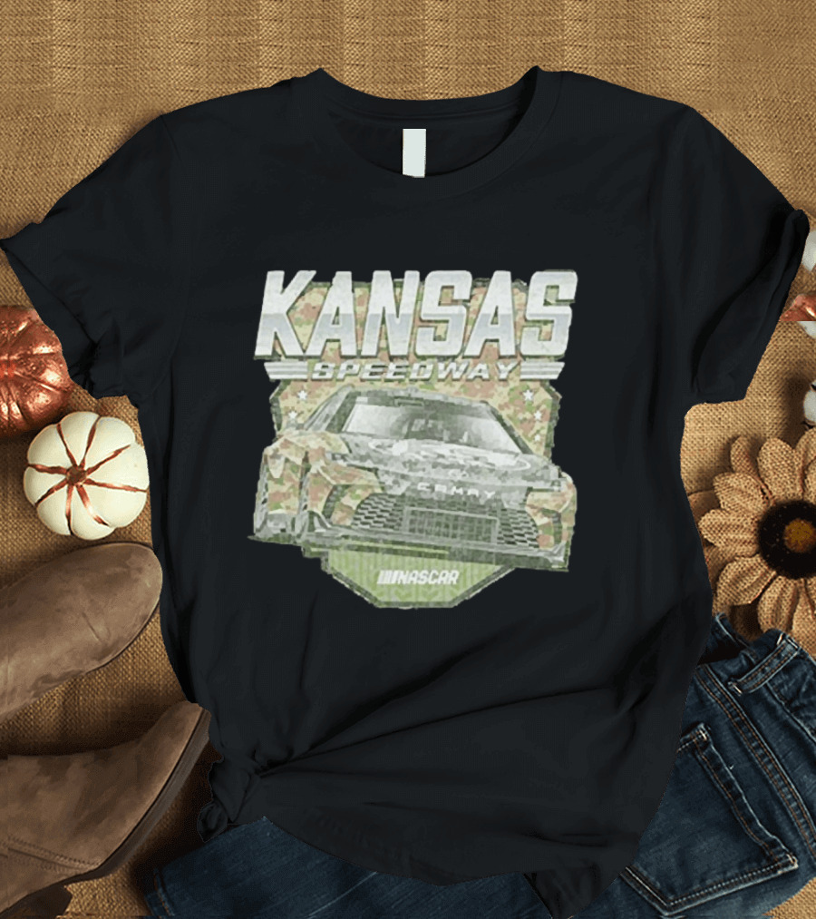 Kansas Speedway Camo Nascar Car Racing Americana T-Shirt
