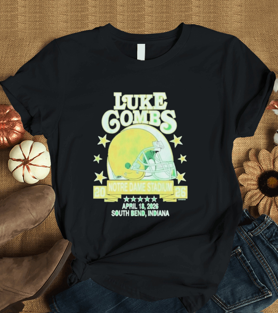 Luke Combs Notre Dame Stadium April 18 2026 South Bend Indiana Helmet Football Event T-Shirt