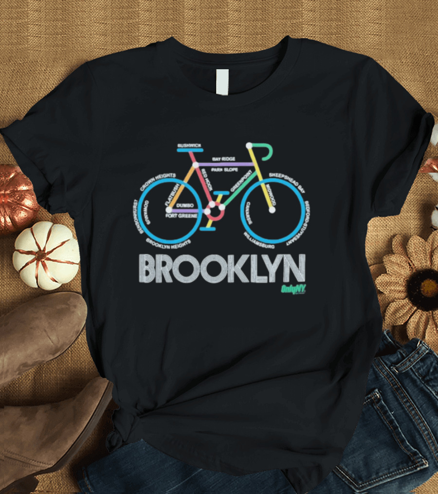 Only NY Brooklyn Neighborhoods Bike Map T-Shirt