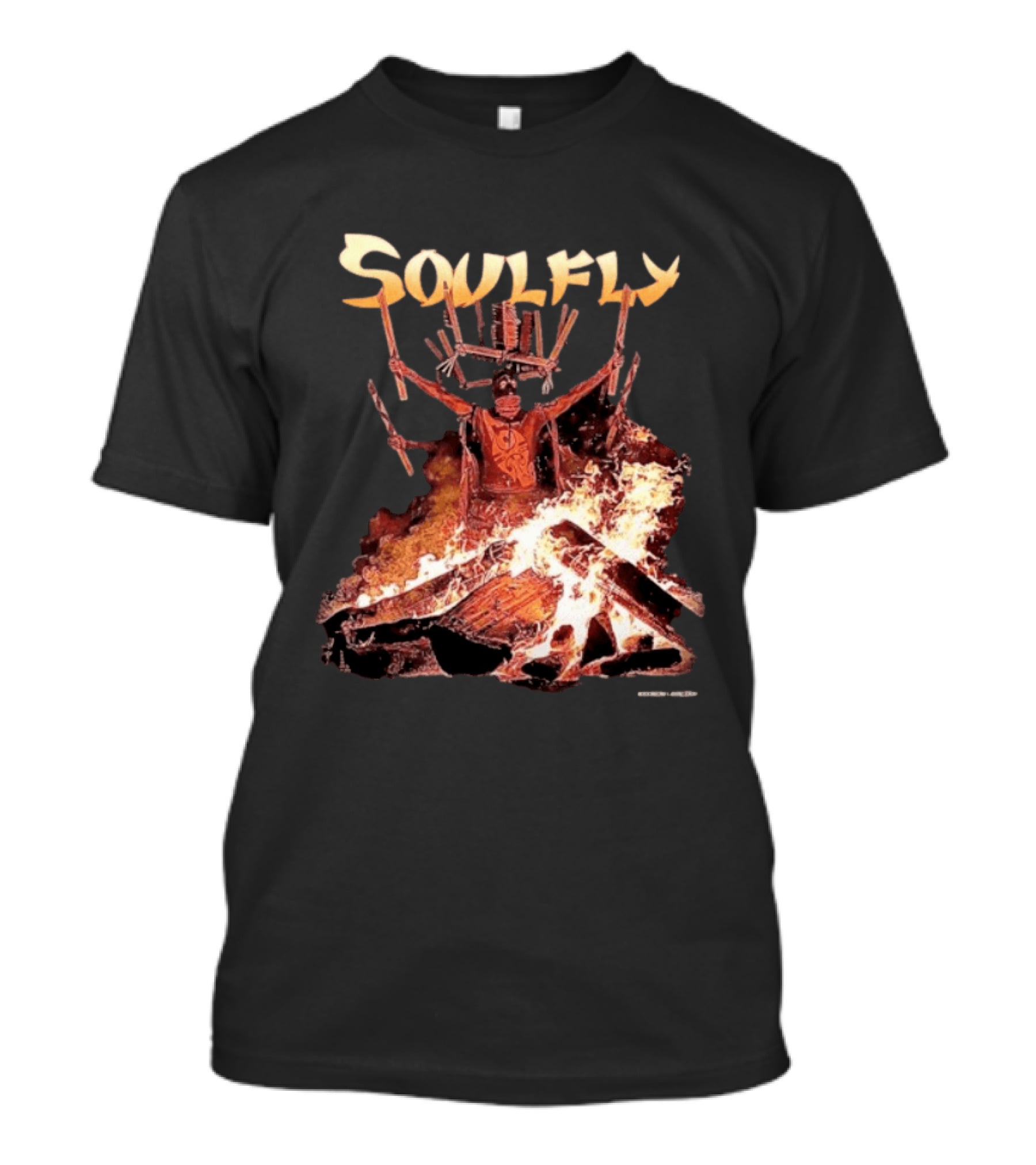 Soulfly Chama Tribal Warrior With Flaming Bonfire T-Shirt