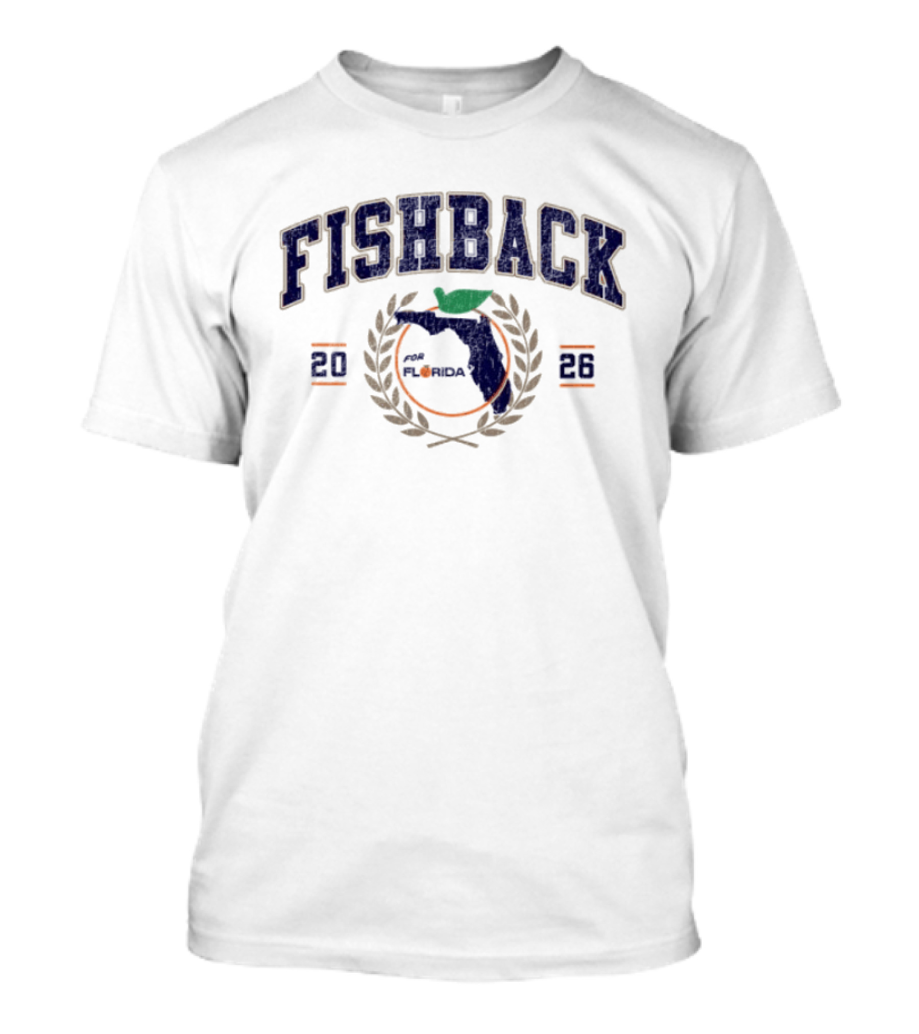 FISHBACK 2026 Florida Map Emblem With Laurel Wreath T-Shirt