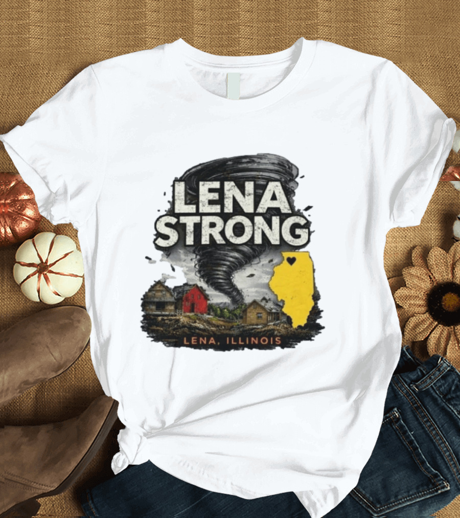 Lena Strong Illinois Tornado Heart Support T-Shirt