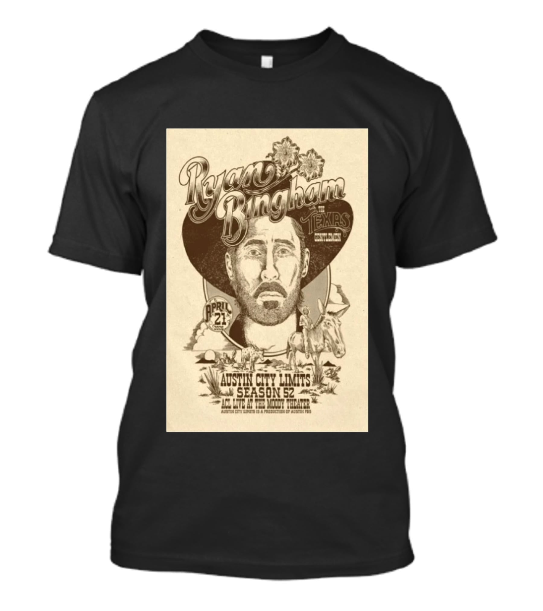 Ryan Bingham With The Texas Gentlemen Austin City Limits Season 52 April 21 2026 Moody Theater T-Shirt