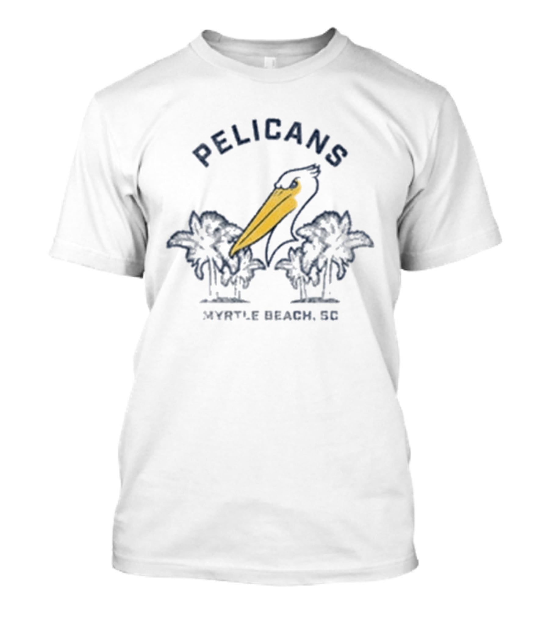 Myrtle Beach Pelicans 108 Stitches Ladies Natural Vista Palm Trees T-Shirt