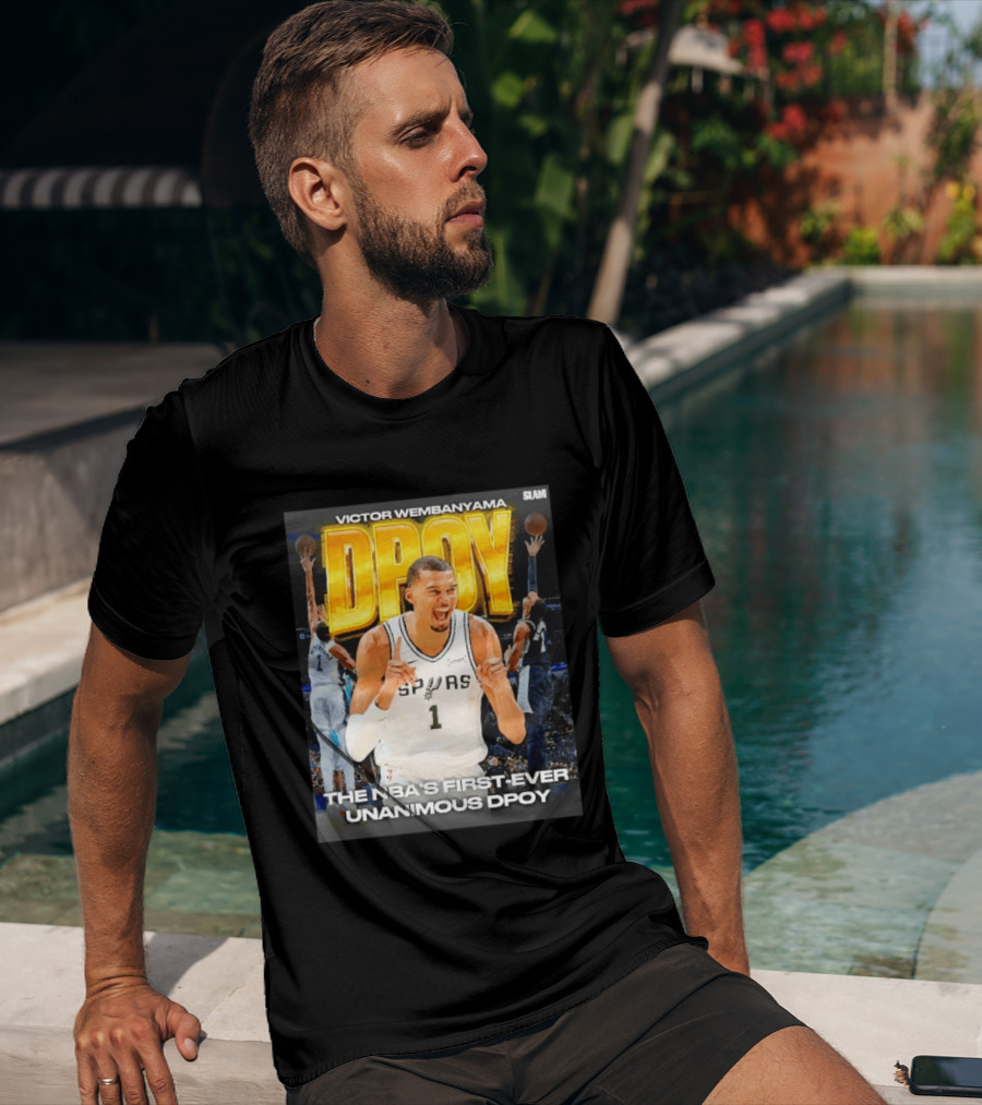 Victor Wembanyama Spurs Basketball NBA First Ever Unanimous DPOY Recognition T-Shirt
