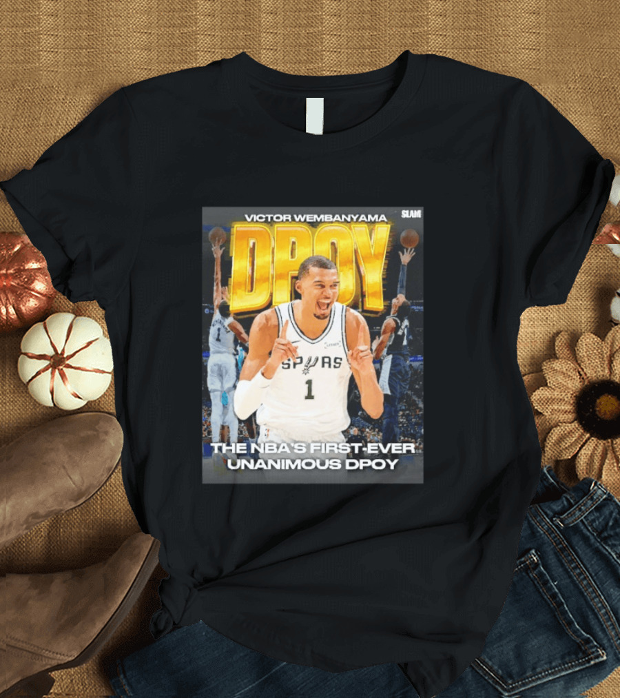 Victor Wembanyama Spurs Basketball NBA First Ever Unanimous DPOY Recognition T-Shirt