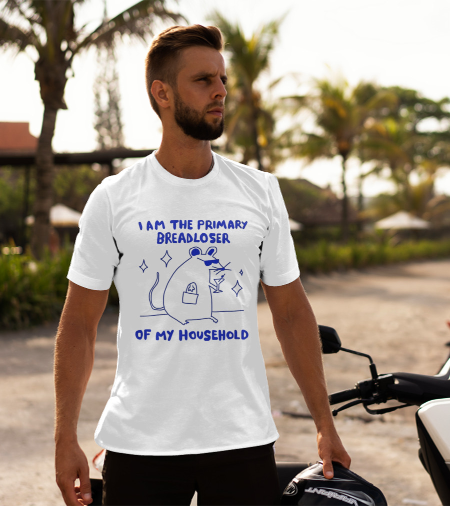 I Am The Primary Breadloser Of My Household Funny Mouse With Martini And Shades T-Shirt