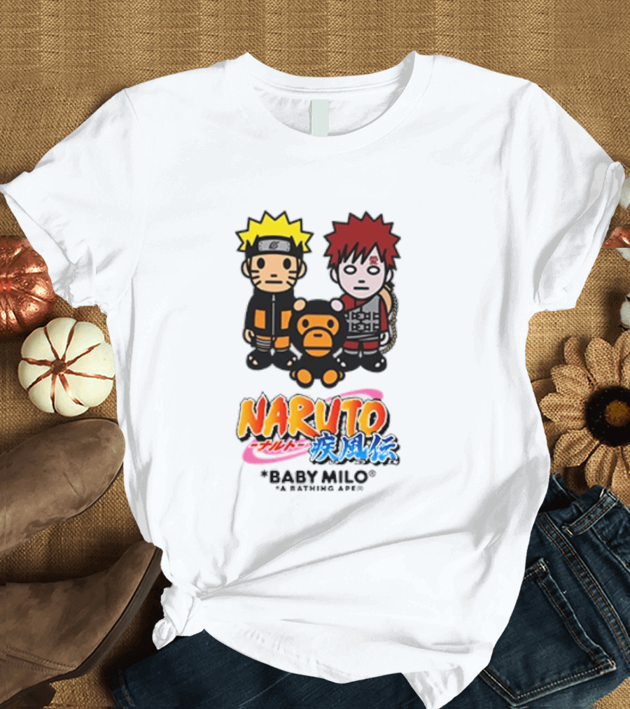Naruto Baby Milo A Bathing Ape Collaboration With Gaara And Baby Milo Characters T-Shirt