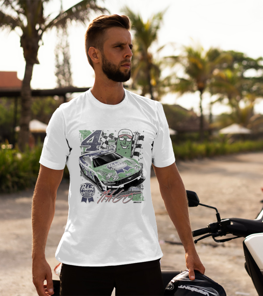 NASCAR Pabst Blue Ribbon Grillo's Pickles Car Number 4 Racing Collaboration T-Shirt