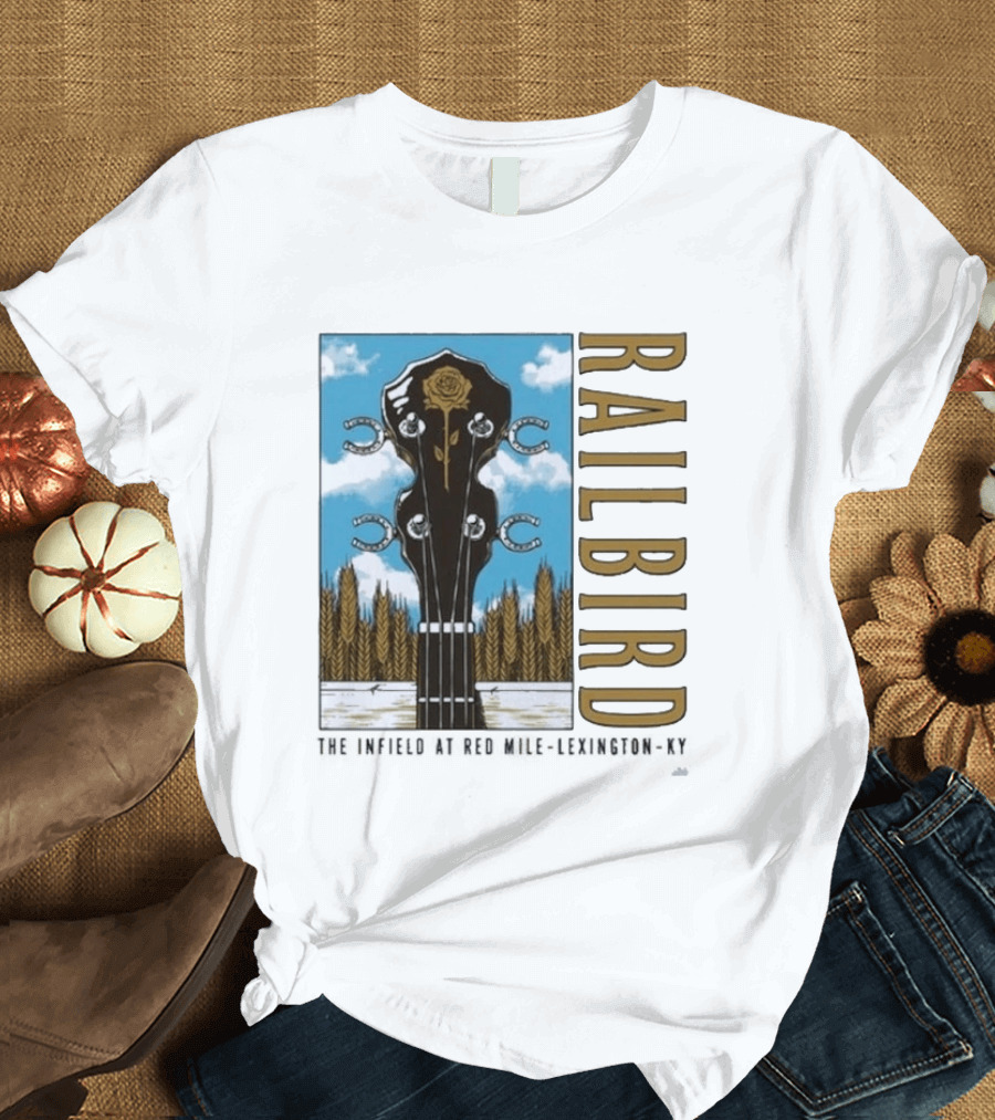 Railbird Festival June 6 7 2026 The Infield At Red Mile Lexington KY Banjo And Horseshoe T-Shirt