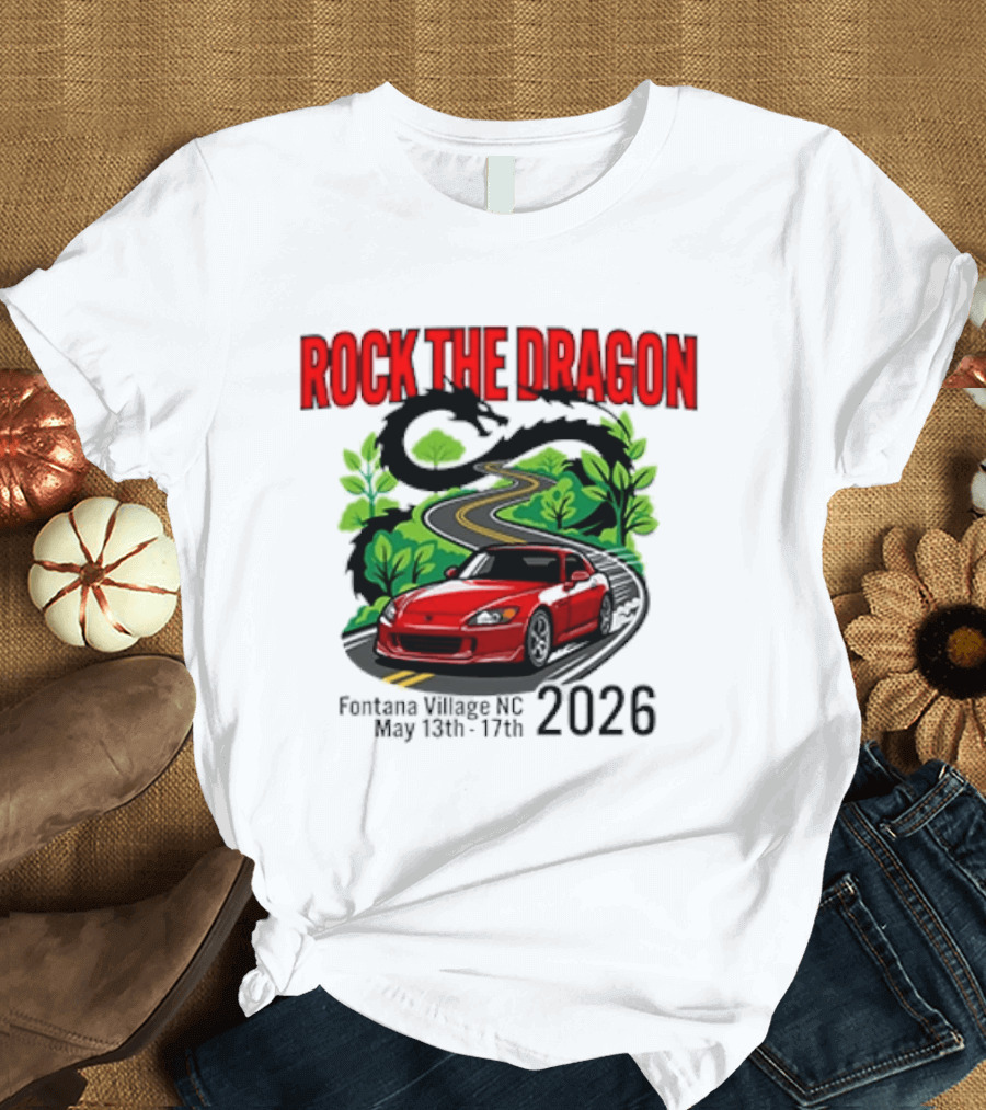 Rock The Dragon Fontana Village NC 2026 Red Car May 15th 17th T-Shirt