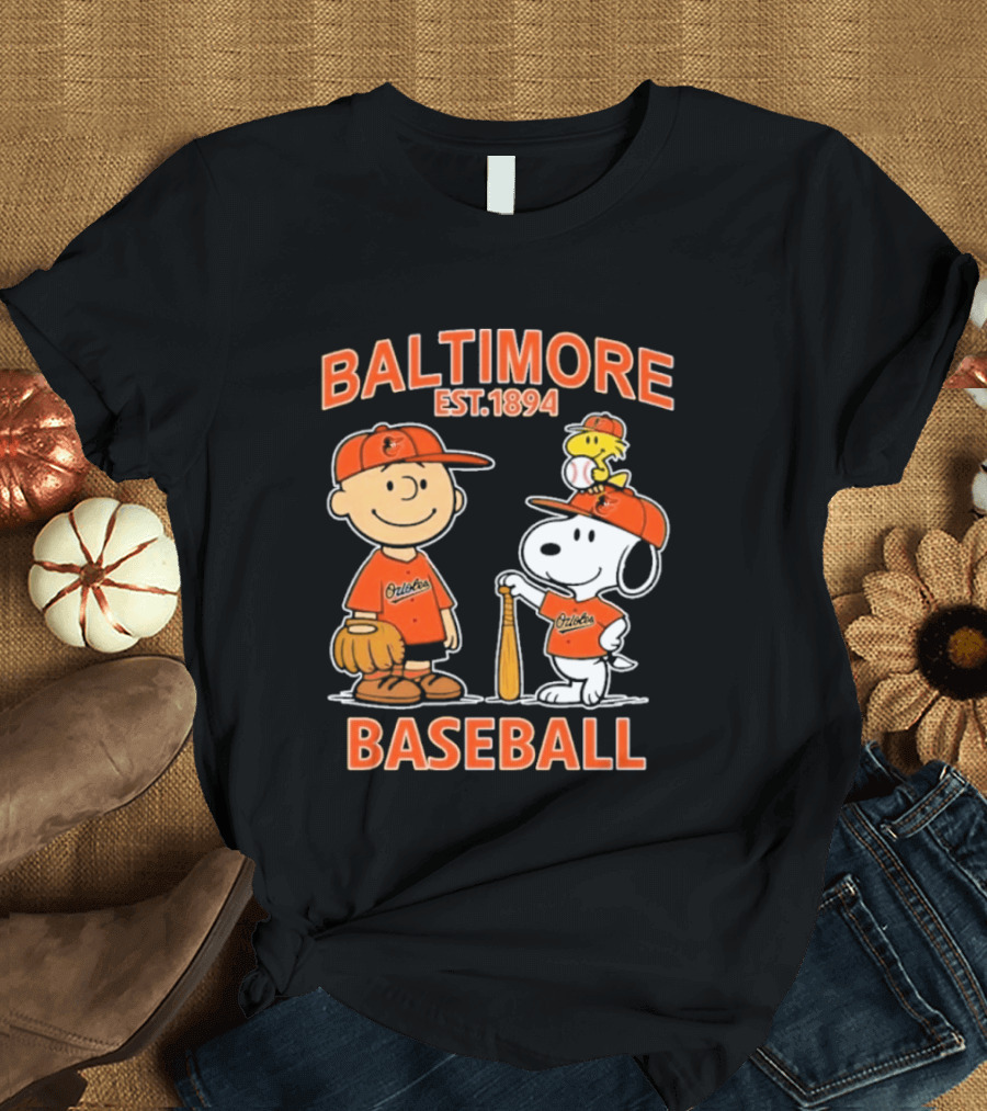 Baltimore Est. 1894 Baseball Snoopy Woodstock Charlie Brown T-Shirt