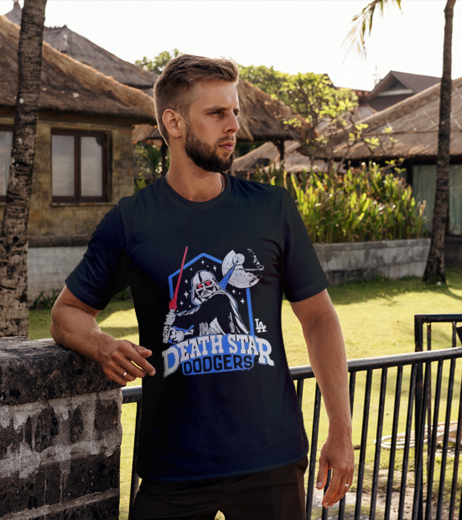Death Star Dodgers LA Dark Side Star Wars Vader Mashup T-Shirt