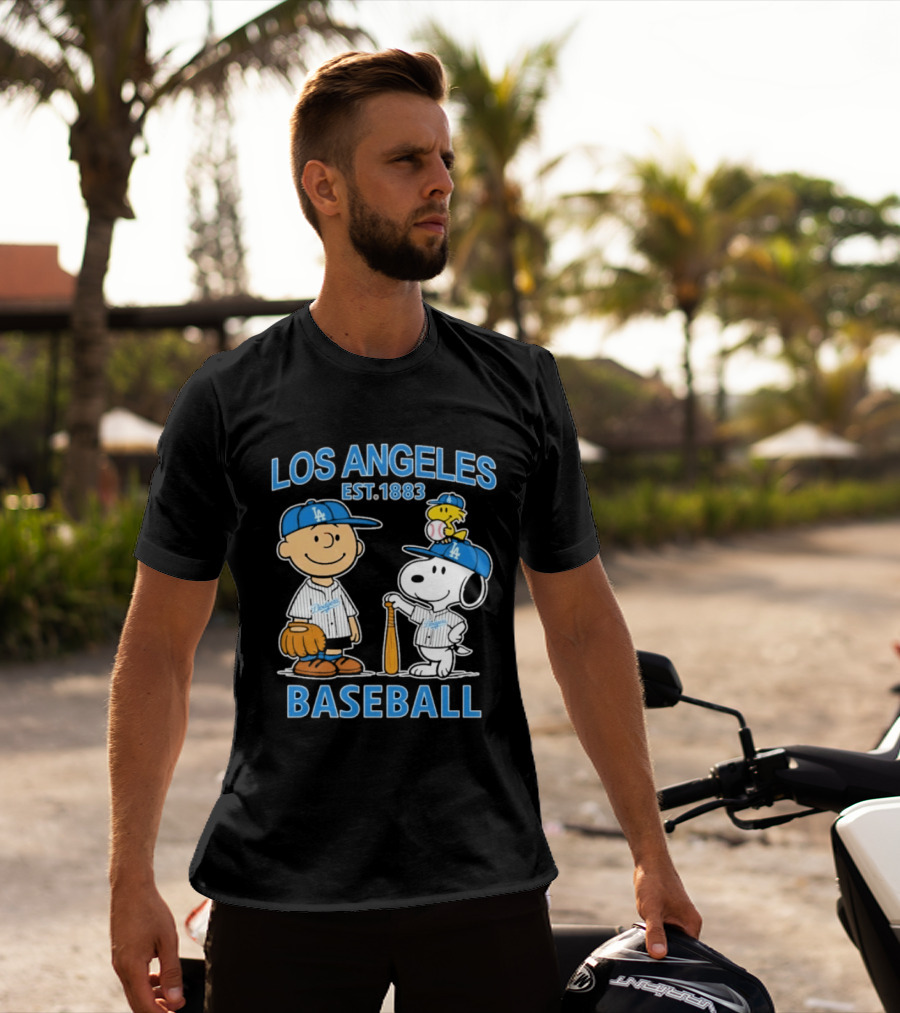 Los Angeles Baseball Est. 1883 Snoopy Woodstock Peanuts Brown T-Shirt