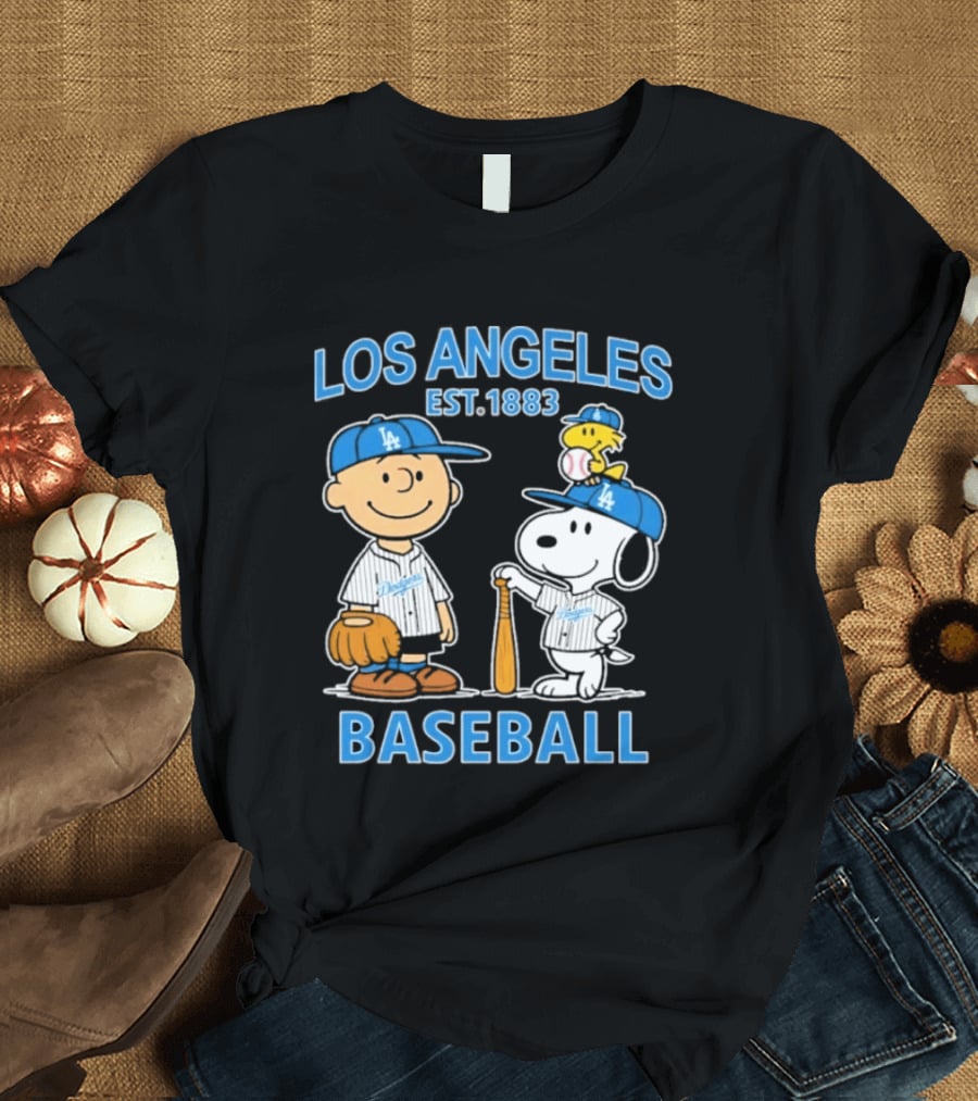 Los Angeles Baseball Est. 1883 Snoopy Woodstock Peanuts Brown T-Shirt