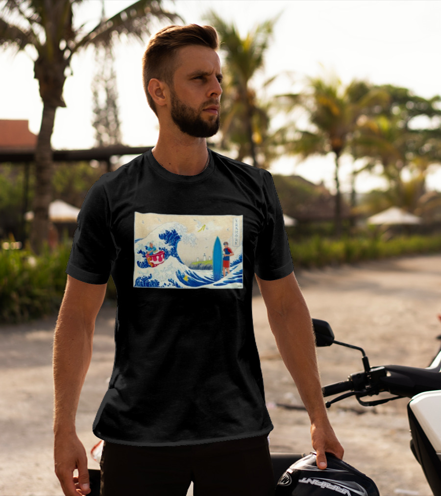 The Great Wave Tramore Surfing Scene Japan Irish Coast Fusion T-Shirt