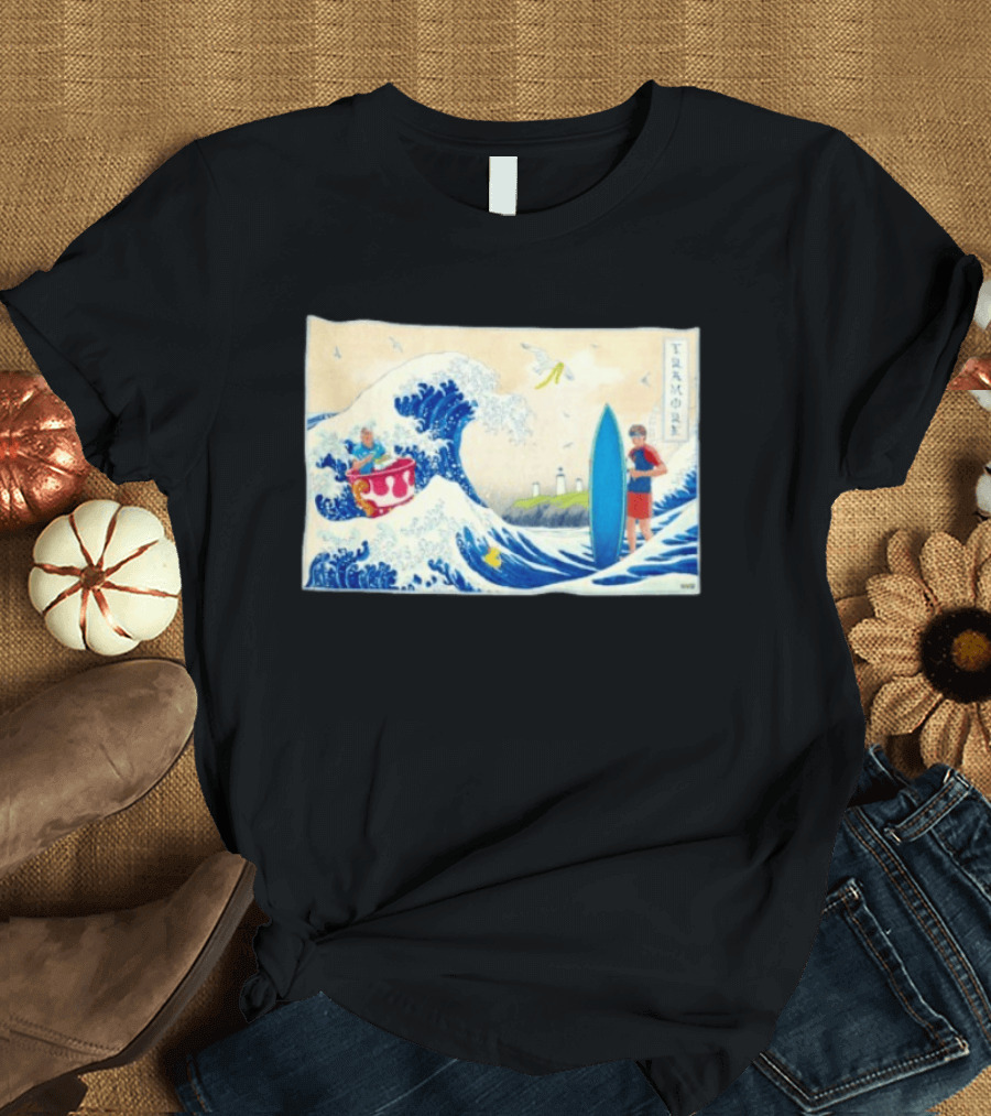 The Great Wave Tramore Surfing Scene Japan Irish Coast Fusion T-Shirt