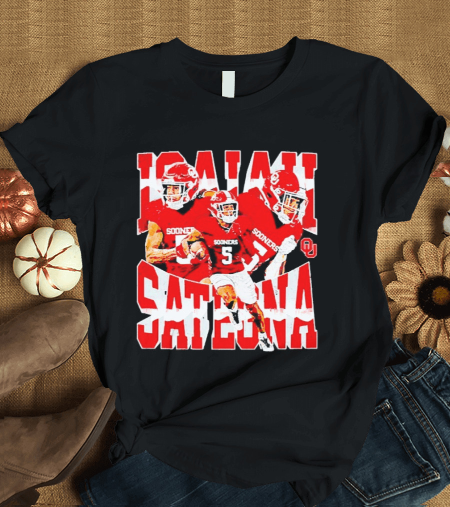 Isaiah Sategna Oklahoma Sooners 3 NCAA Football Collage T-Shirt