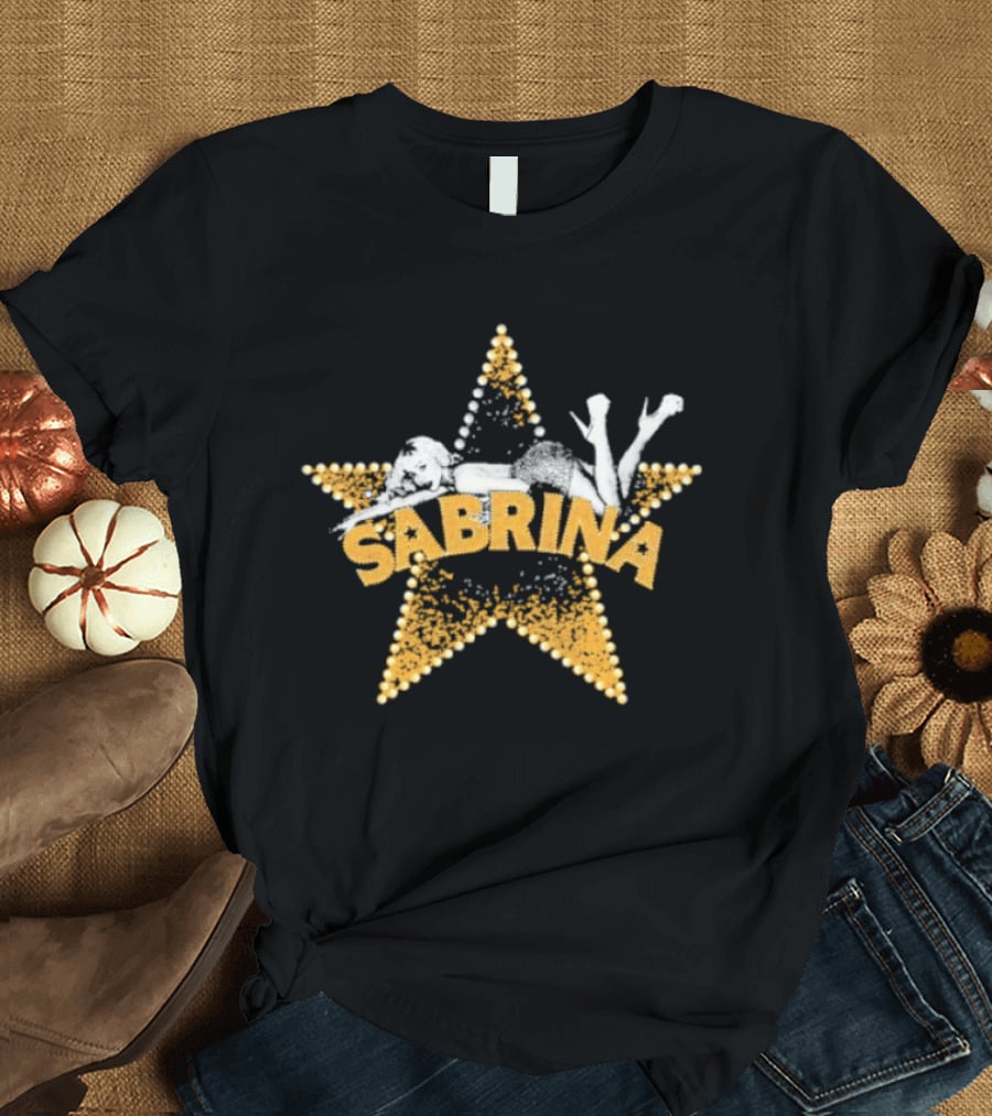Sabrina Yellow Star With White Outline And Figure T-Shirt