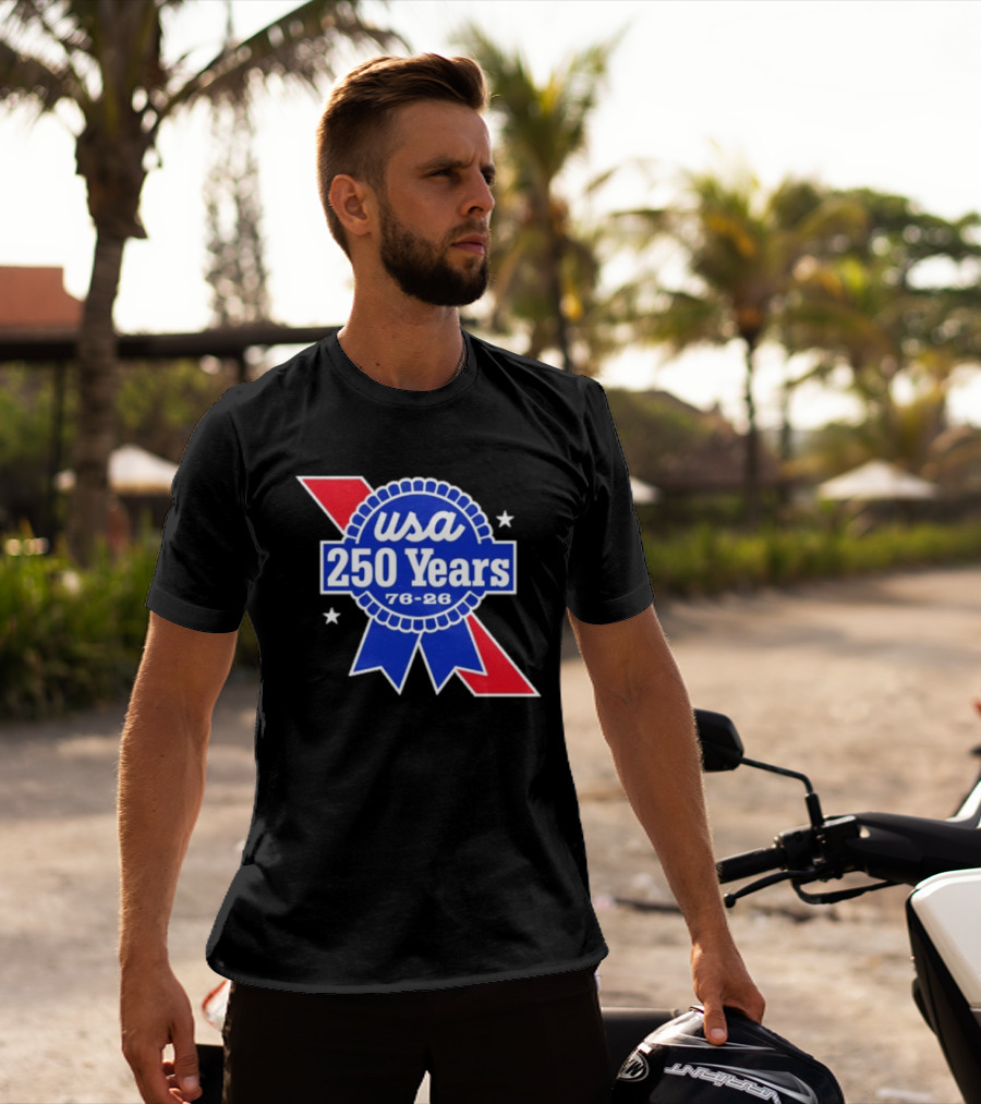 USA 250 Years Blue Ribbon 76 26 Celebration Stars T-Shirt