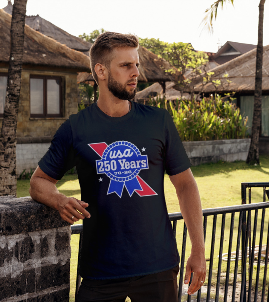USA 250 Years Blue Ribbon 76 26 Celebration Stars T-Shirt