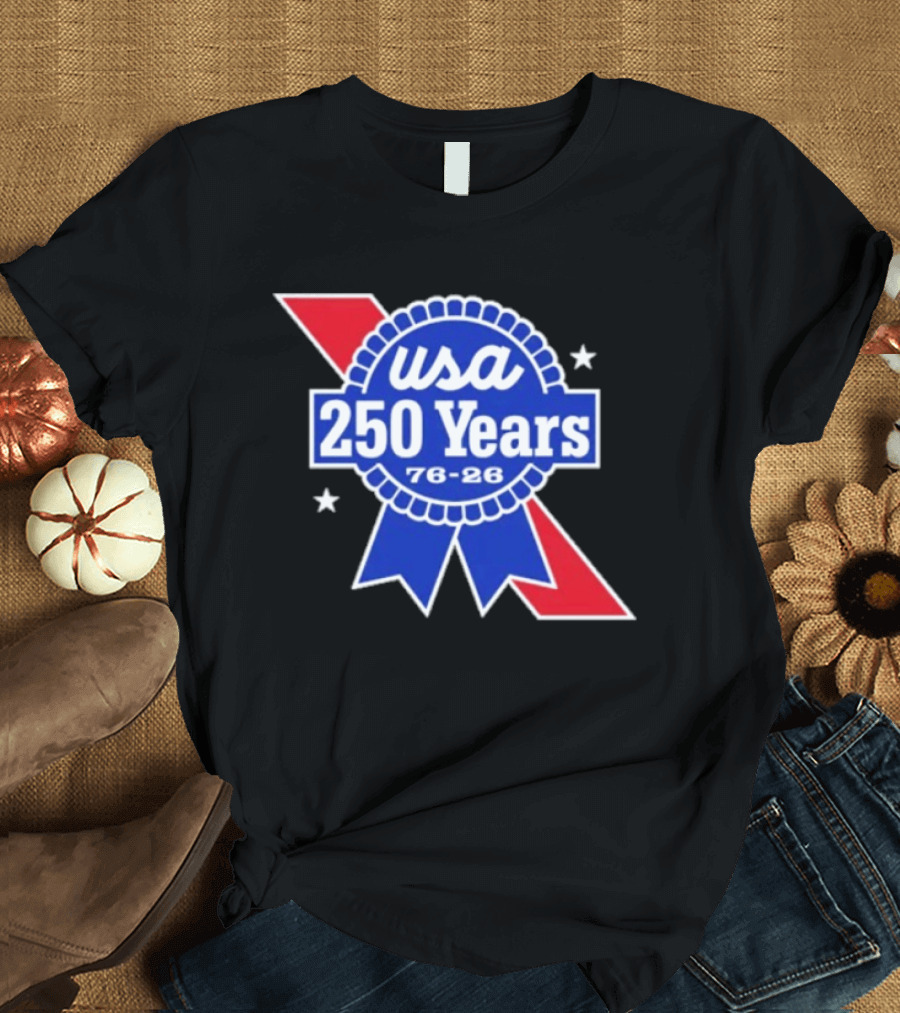 USA 250 Years Blue Ribbon 76 26 Celebration Stars T-Shirt