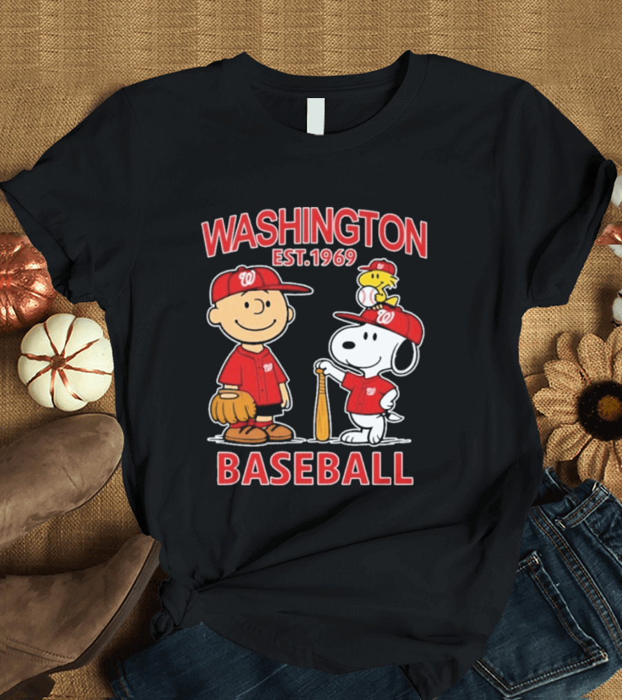 Washington Est. 1969 Snoopy Woodstock Baseball Redcaps T-Shirt