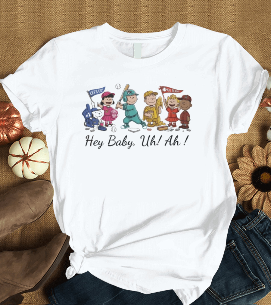 Peanuts Characters Banana Ball Hey Baby Uh Ah Baseball T-Shirt