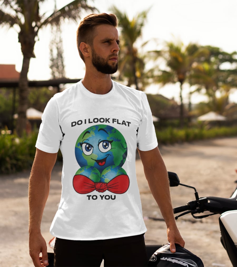 Do I Look Flat To You Earth Cartoon With Red Bowtie T-Shirt