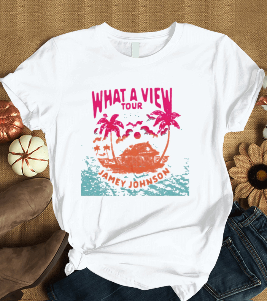 What A View Tour Jamey Johnson Tropical Palm Island T-Shirt