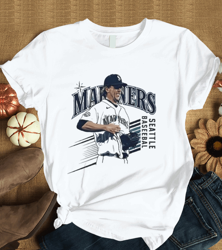 Seattle Mariners Logan Gilbert Pitcher Catches Ball Baseball T-Shirt