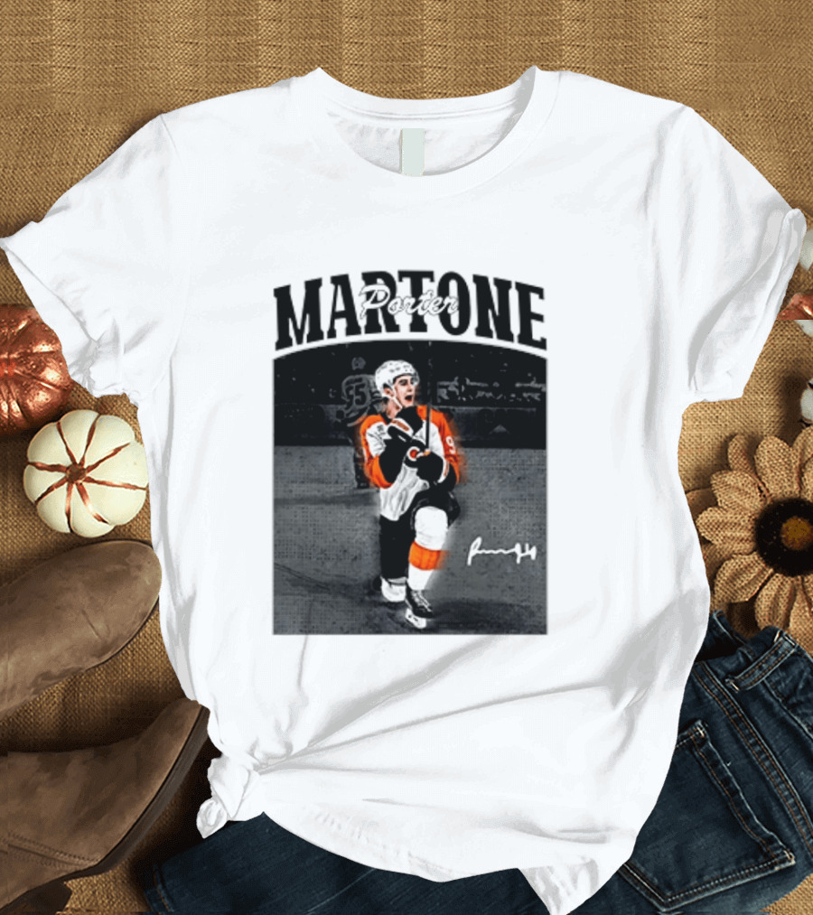 Porter Martone Fly Hockey Celebration With Signature T-Shirt