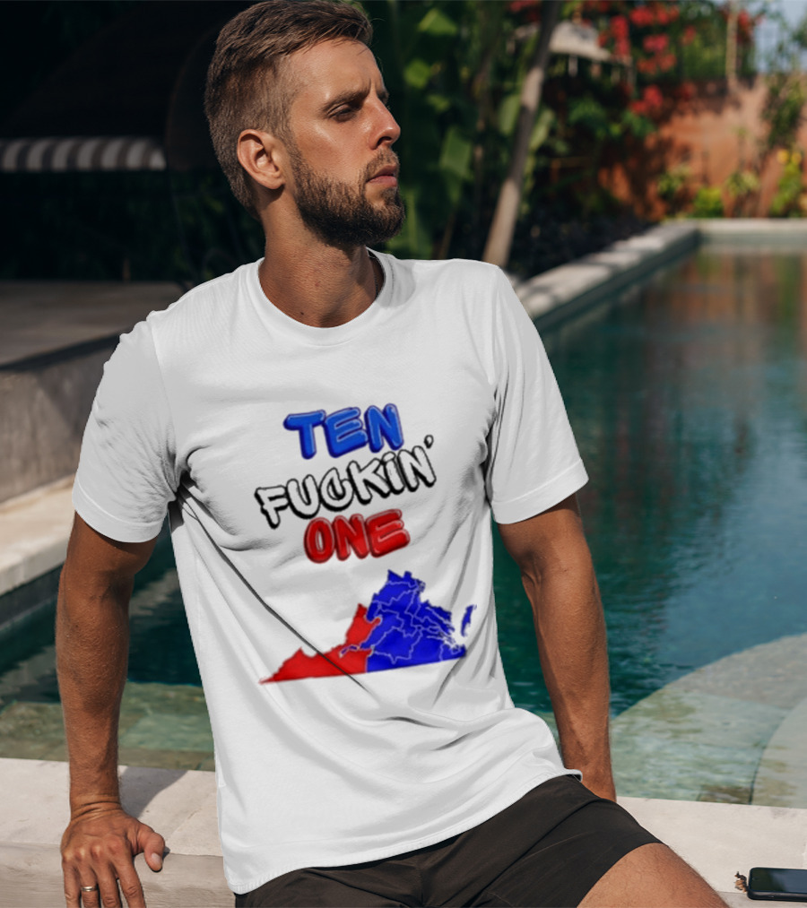 TEN FUCKIN ONE Virginia State Map Red Blue T-Shirt