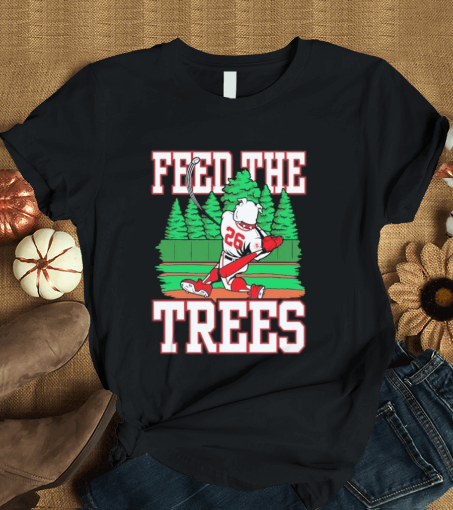Georgia Bulldogs Feed The Trees Baseball 26 Player Swinging Bat T-Shirt